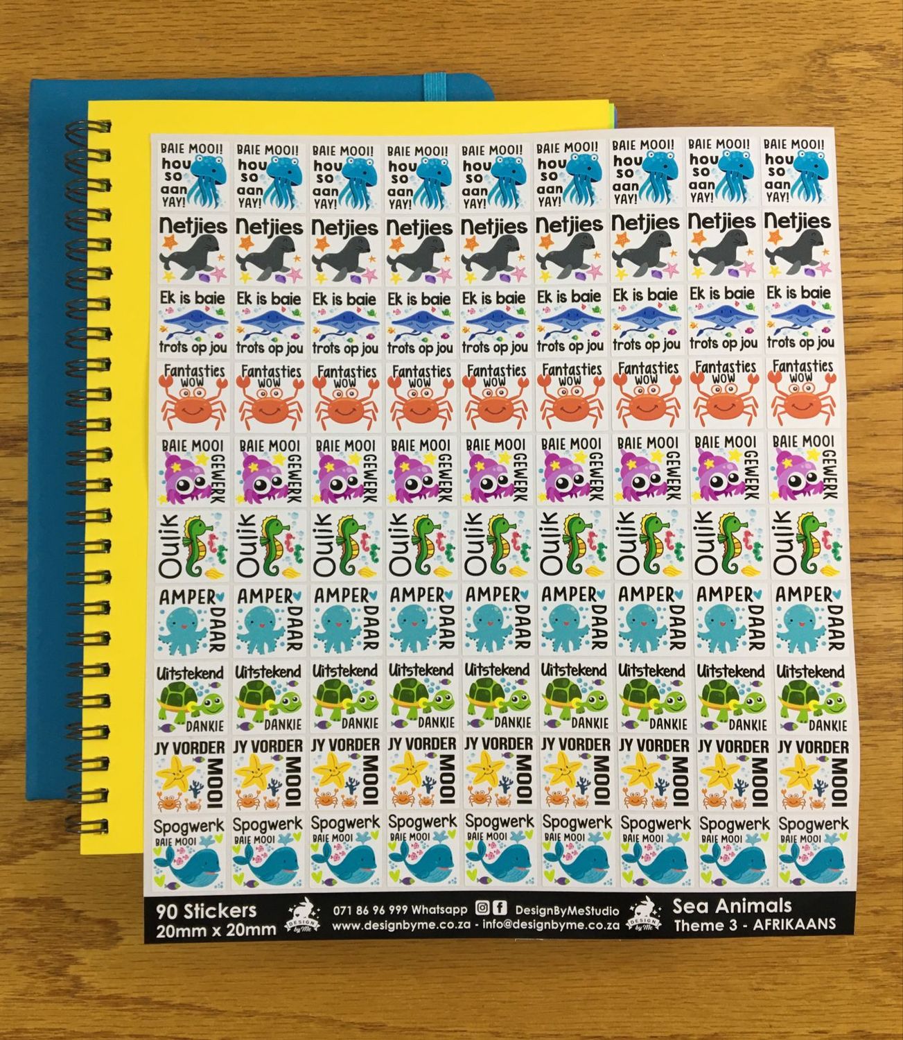Sea Animals Theme 3 Reward Stickers - Afrikaans