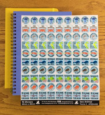Sea Animals Theme 4 Reward Stickers - Afrikaans