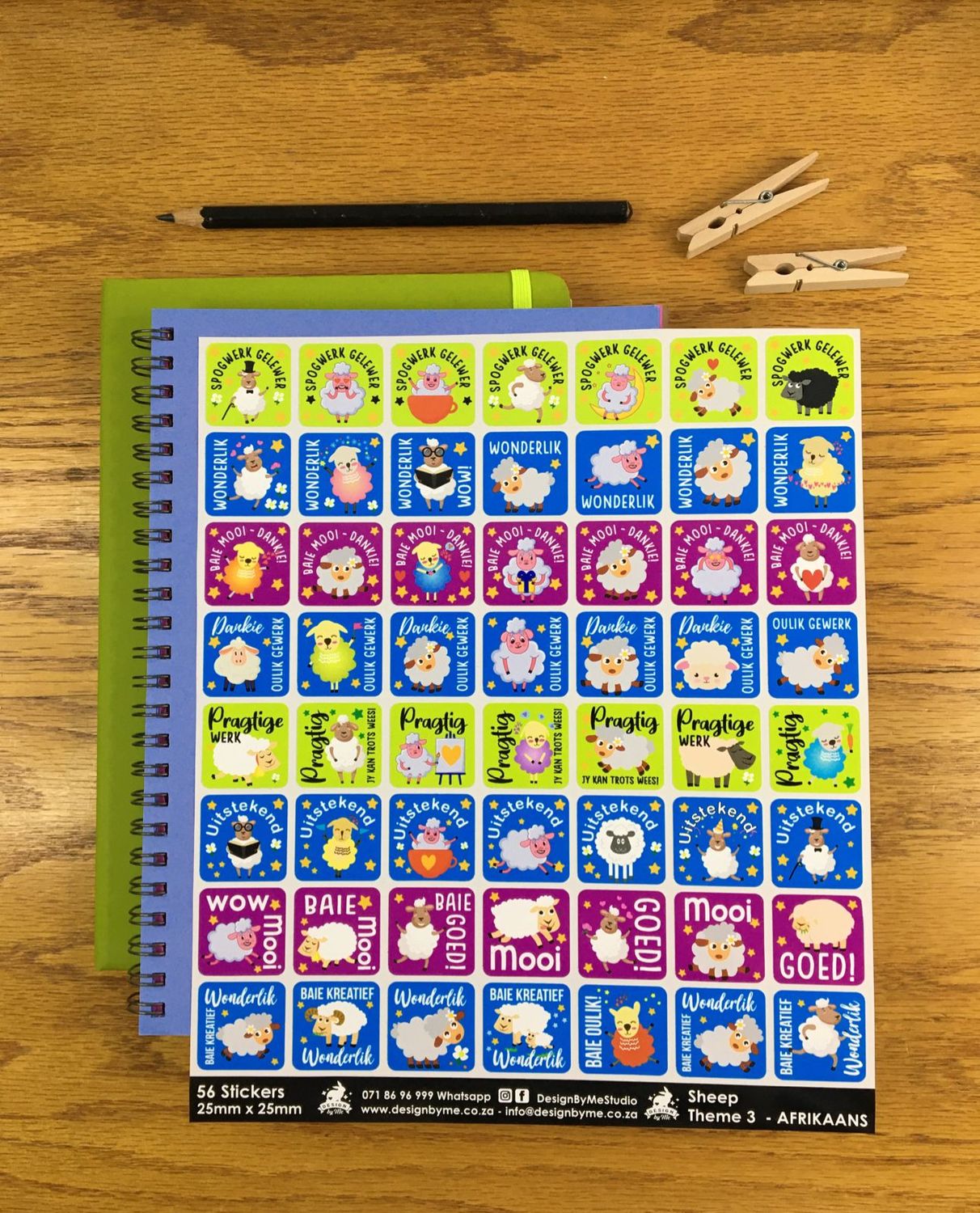 Sheep Theme 3 Reward Stickers - Afrikaans