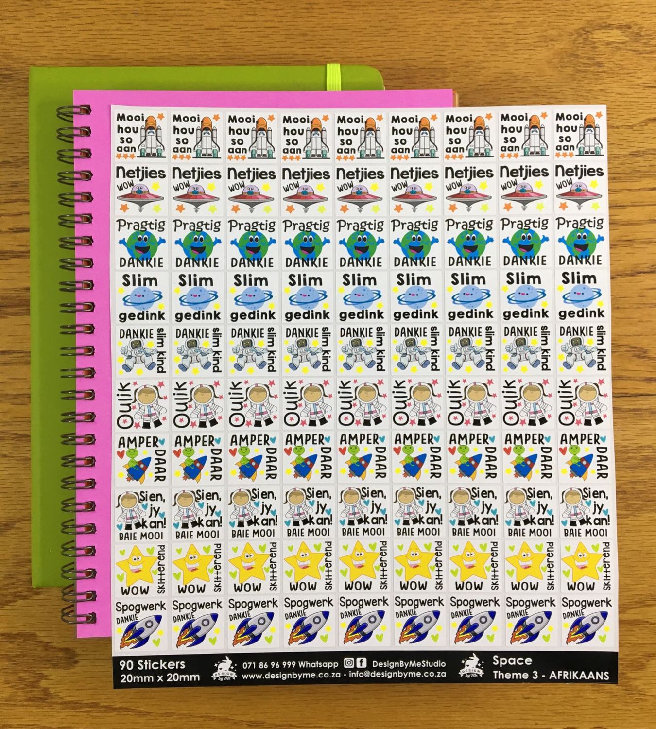 Space Theme 3 Reward Stickers - Afrikaans