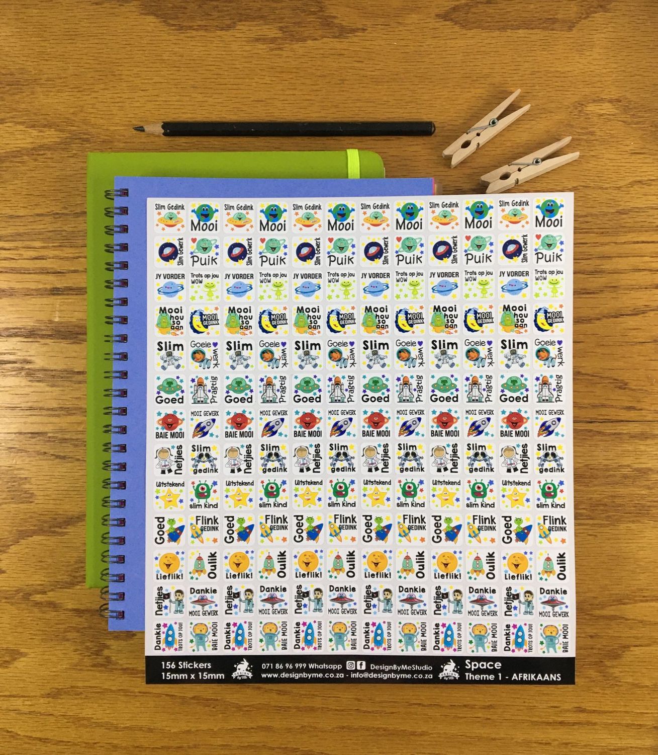 Space Theme 1 Reward Stickers - Afrikaans