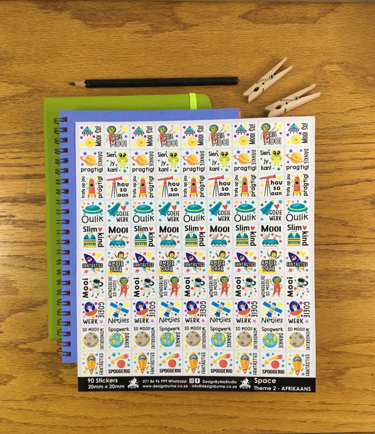 Space Theme 2 Reward Stickers - Afrikaans