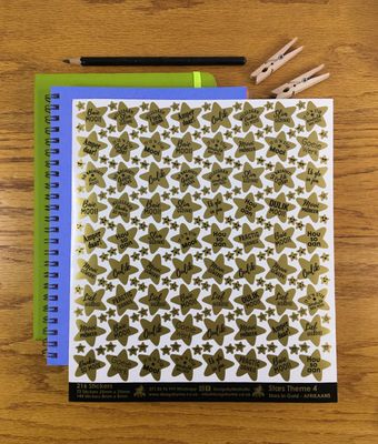 Gold Stars Theme 4 Reward Stickers - Afrikaans