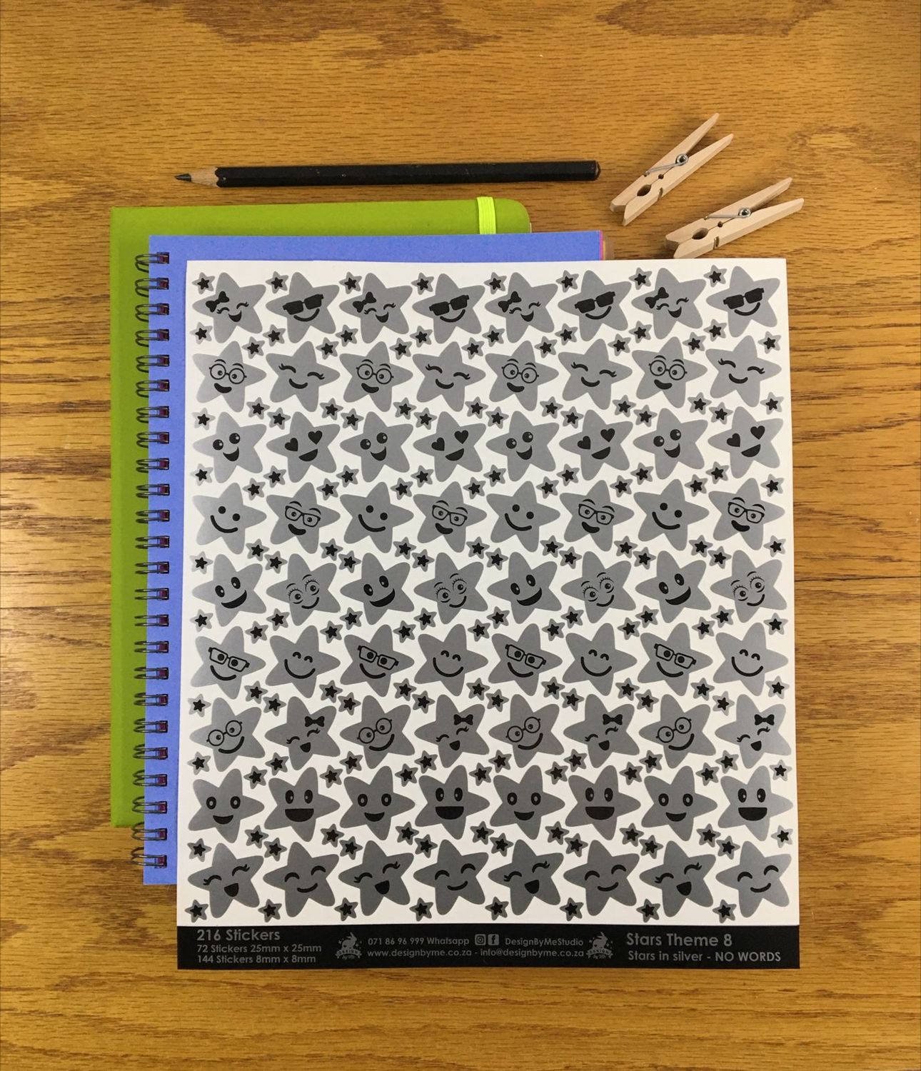 Silver Stars Theme 8 - NO WORDS Stickers