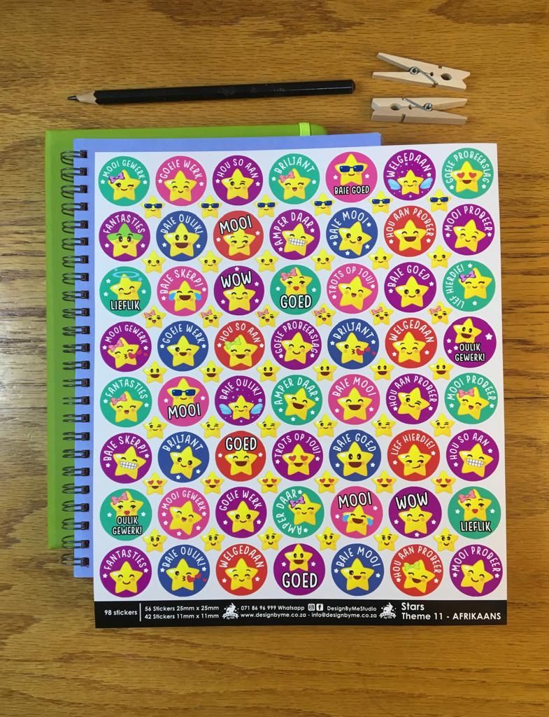 Stars Theme 11 Reward Stickers - Afrikaans