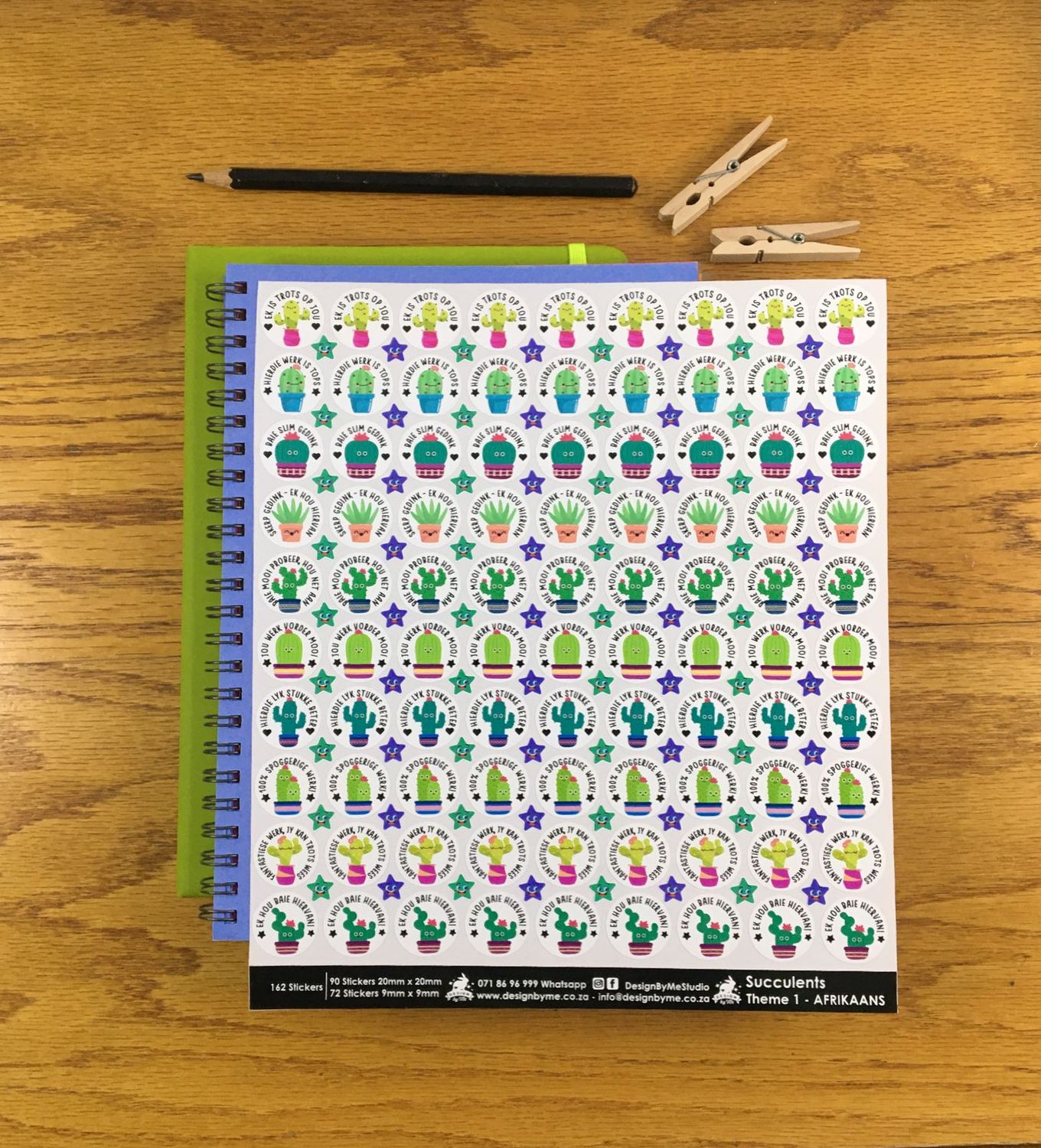 Succulents Theme 1 Reward Stickers - Afrikaans