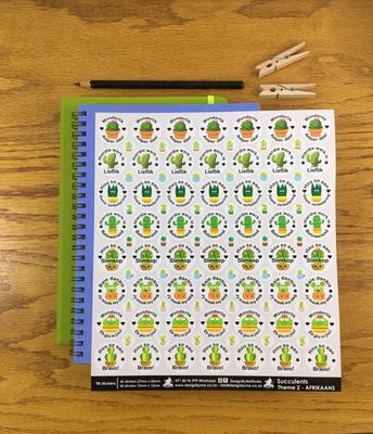 Succulents Theme 2 Reward Stickers - Afrikaans