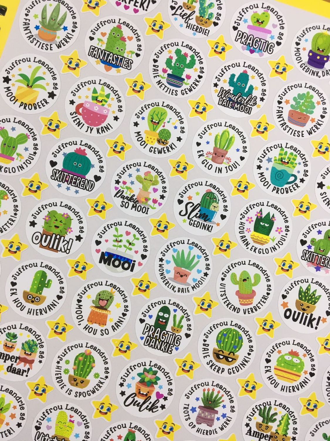Succulents Theme 4 Reward Stickers - Afrikaans