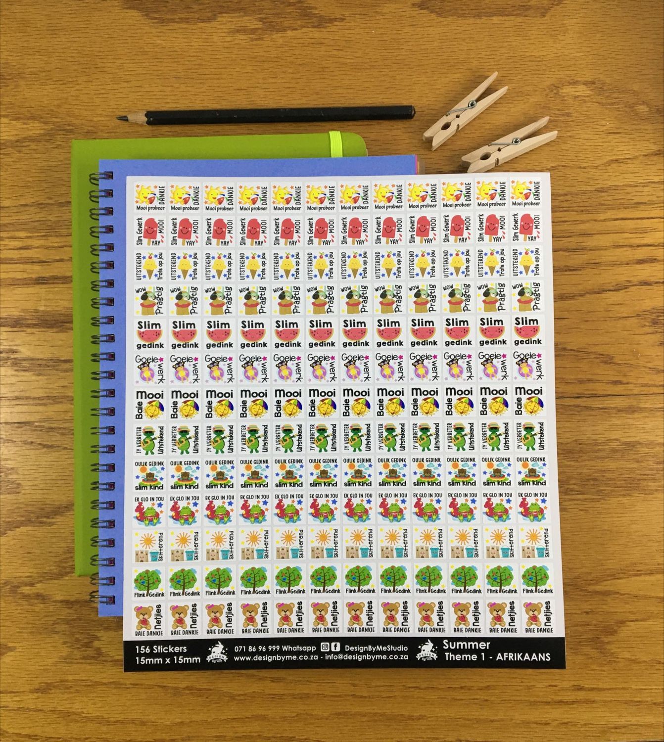 Summer Theme 1 Reward Stickers - Afrikaans
