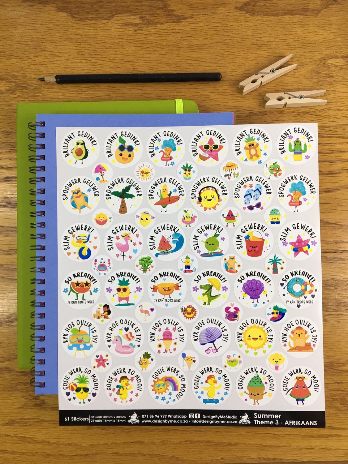 Summer Theme 3 Reward Stickers - Afrikaans