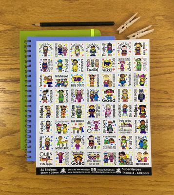 SuperHeroes Theme 4 Reward Stickers - Afrikaans