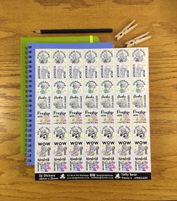 Tatty Bear Theme 3 Reward Stickers - Afrikaans