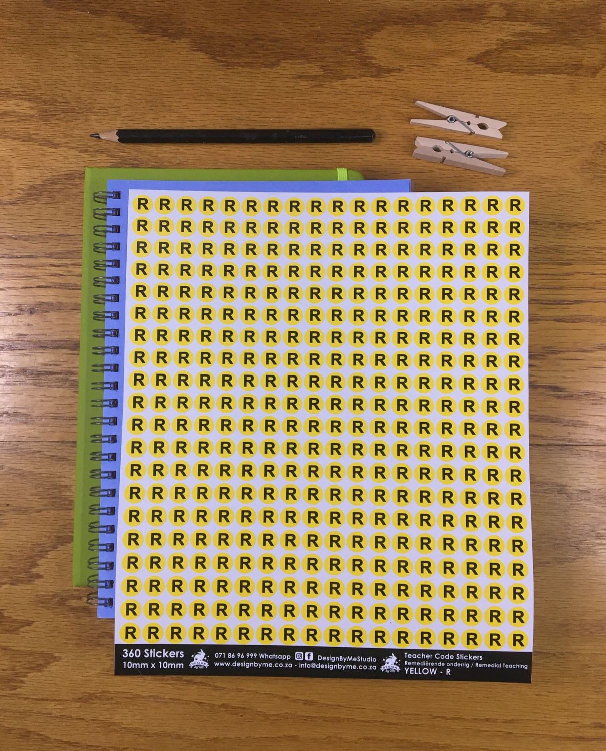 Teacher Code Stickers: Remediërende onderrrig / Remedial Teaching - Yellow - R