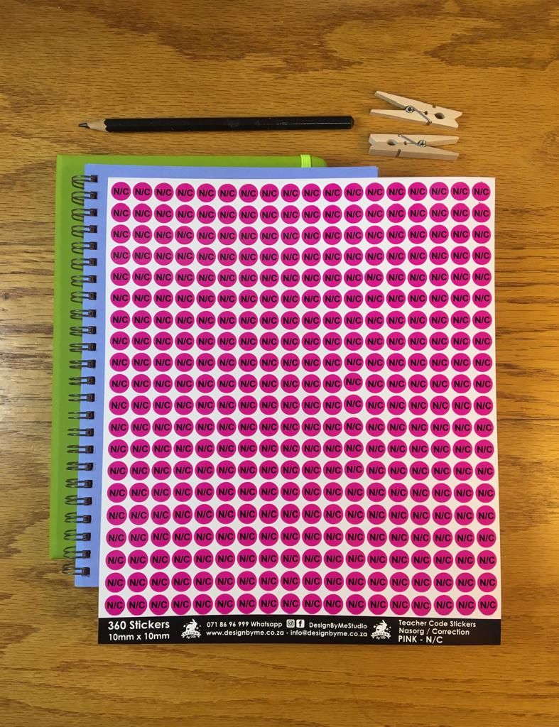 Teacher Code Stickers: Nasorg / Correction - Pink - N/C