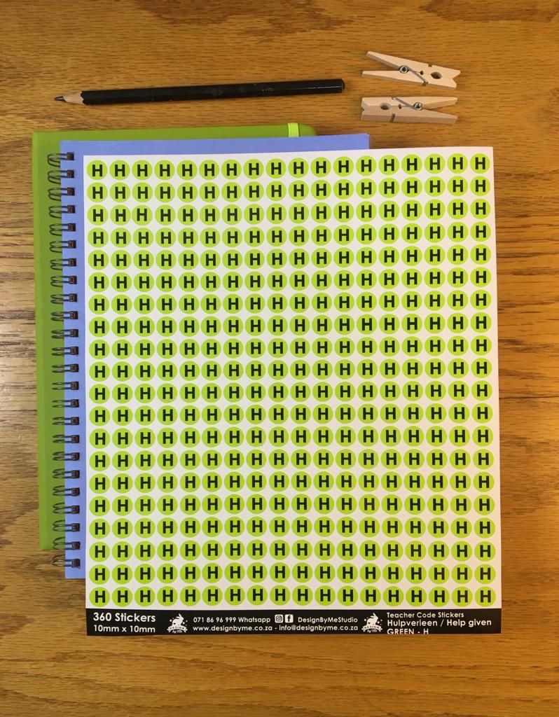 Teacher Code Stickers: Hulp verleen / Help Given - Green - H