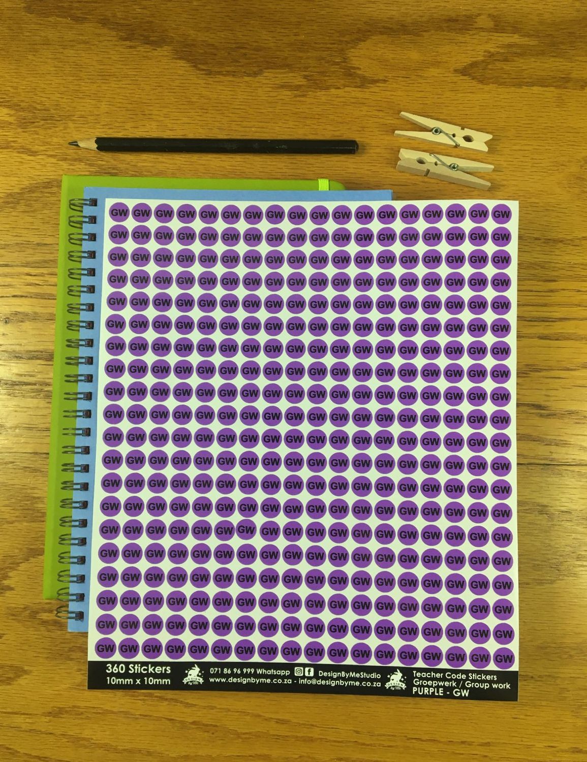Teacher Code Stickers: Groepwerk / Group Work - Purple - GW