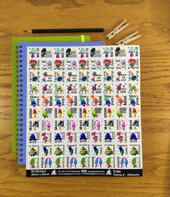 Trolls Theme 2 Reward Stickers - Afrikaans