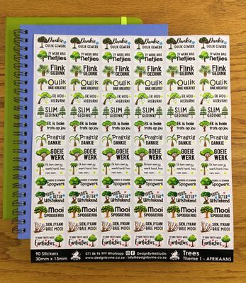 Tree Theme 1 Reward Stickers - Afrikaans