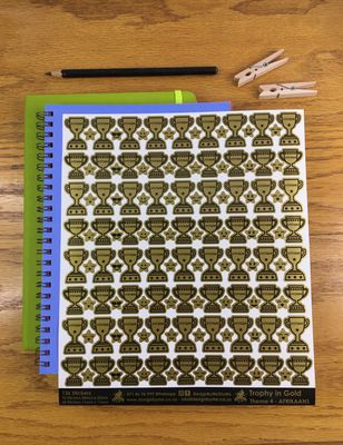 Gold Trophy Award Stickers Theme 4 - Afrikaans Gold Trophy Award Stickers Theme 4 - Afrikaans