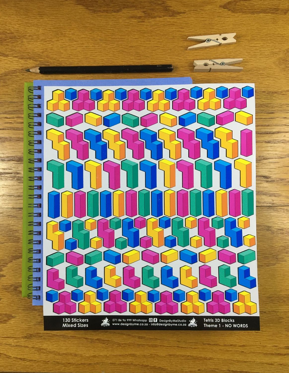 Tetris 3D Blocks - NO WORDS Stickers