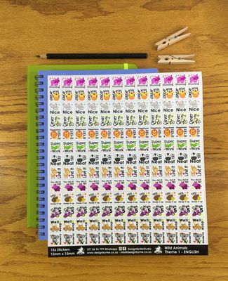 Wild Animals Theme 1 Reward Stickers - Afrikaans