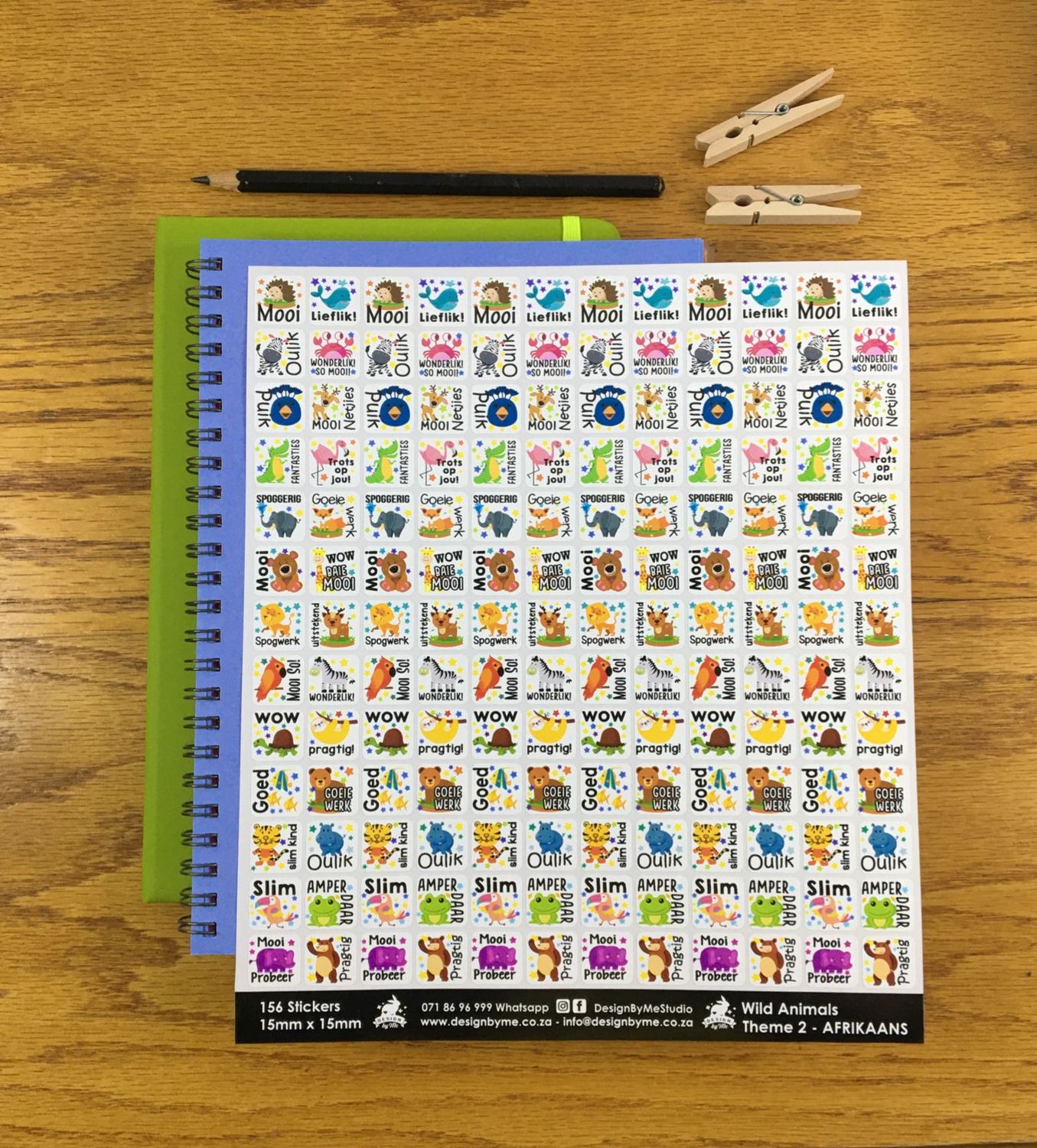 Wild Animals Theme 2 Reward Stickers - Afrikaans