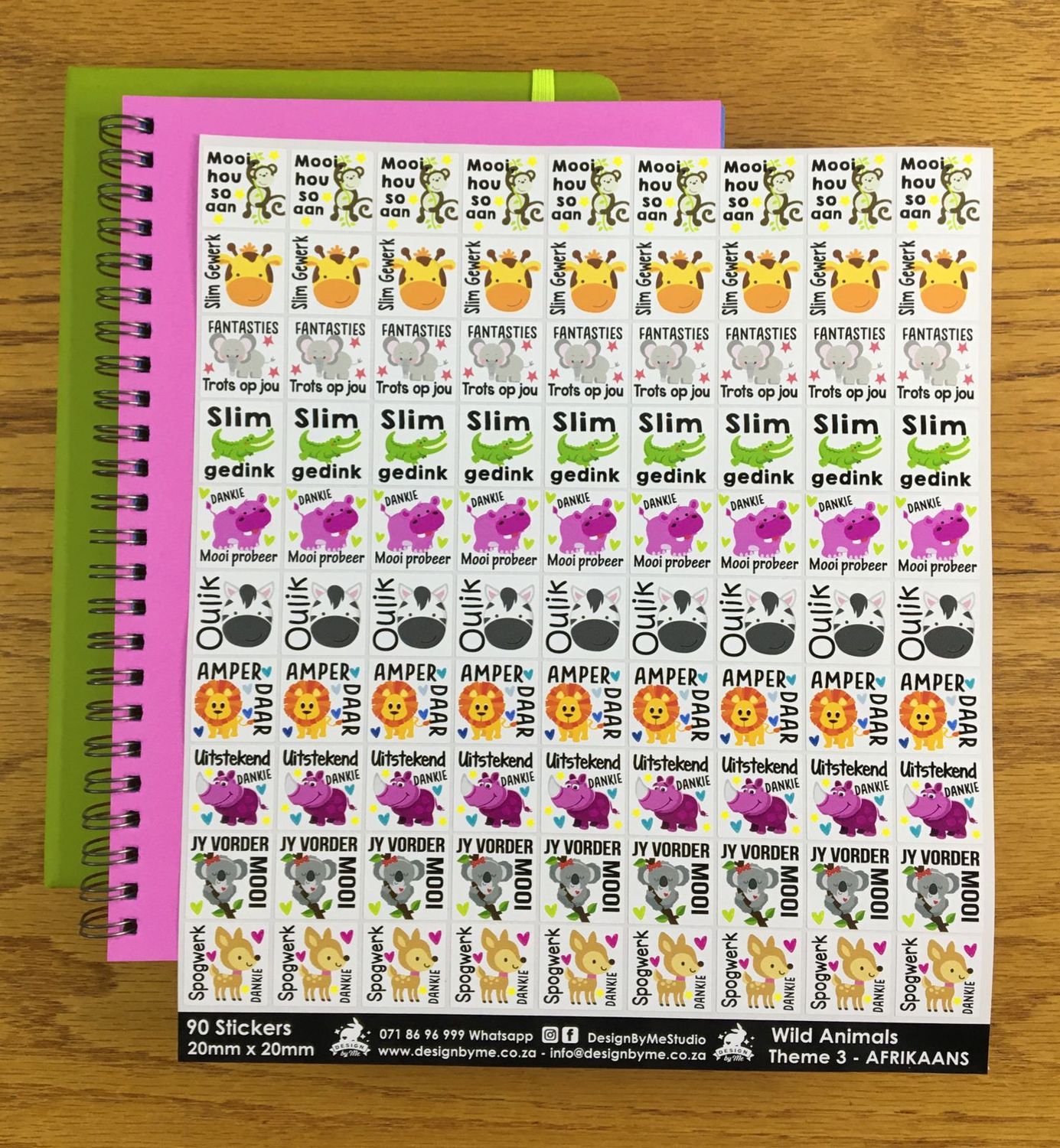 Wild Animals Theme 3 Reward Stickers - Afrikaans