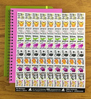 Wild Animals Theme 3 Reward Stickers - Afrikaans