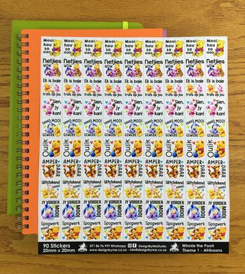 Winnie the Pooh Theme 1 Reward Stickers - Afrikaans