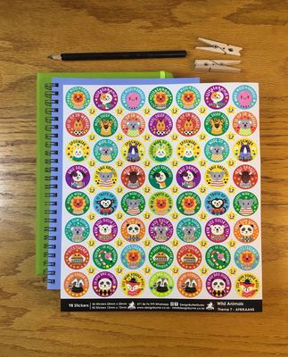 Wild Animals Theme 7 Reward Stickers - Afrikaans