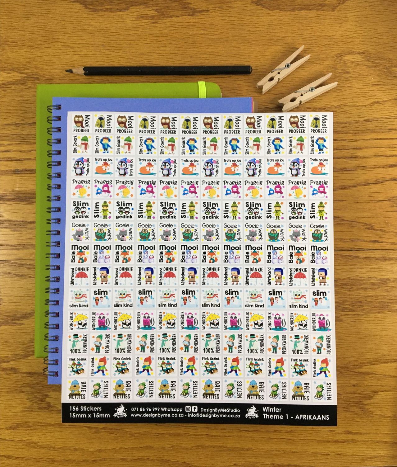 Winter Theme 1 Reward Stickers - Afrikaans