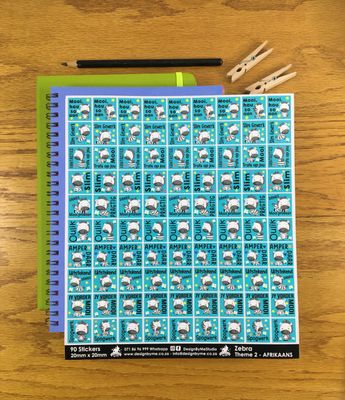 Zebra Theme 2 Reward Stickers - Afrikaans