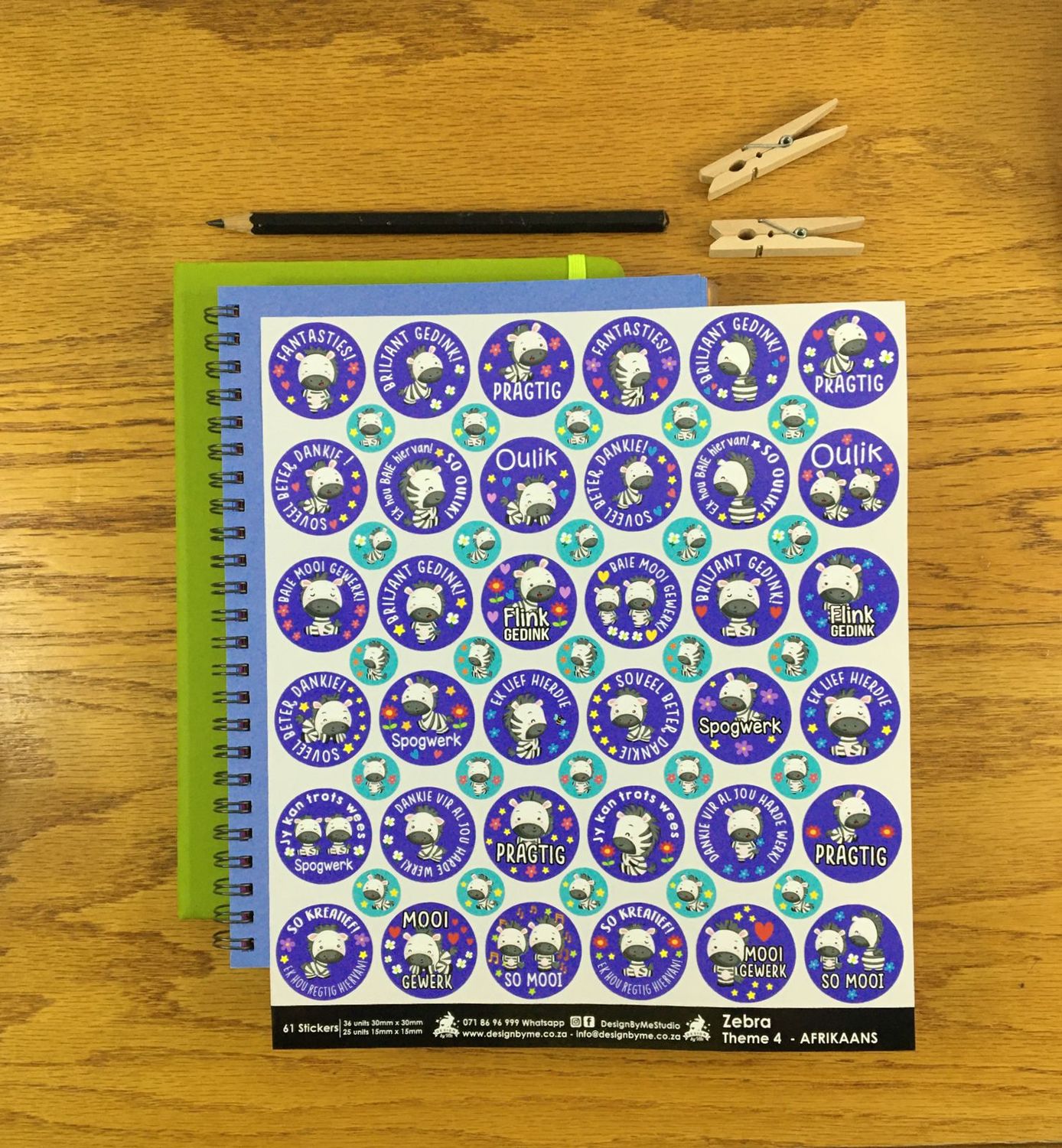 Zebra Theme 4 Reward Stickers - Afrikaans