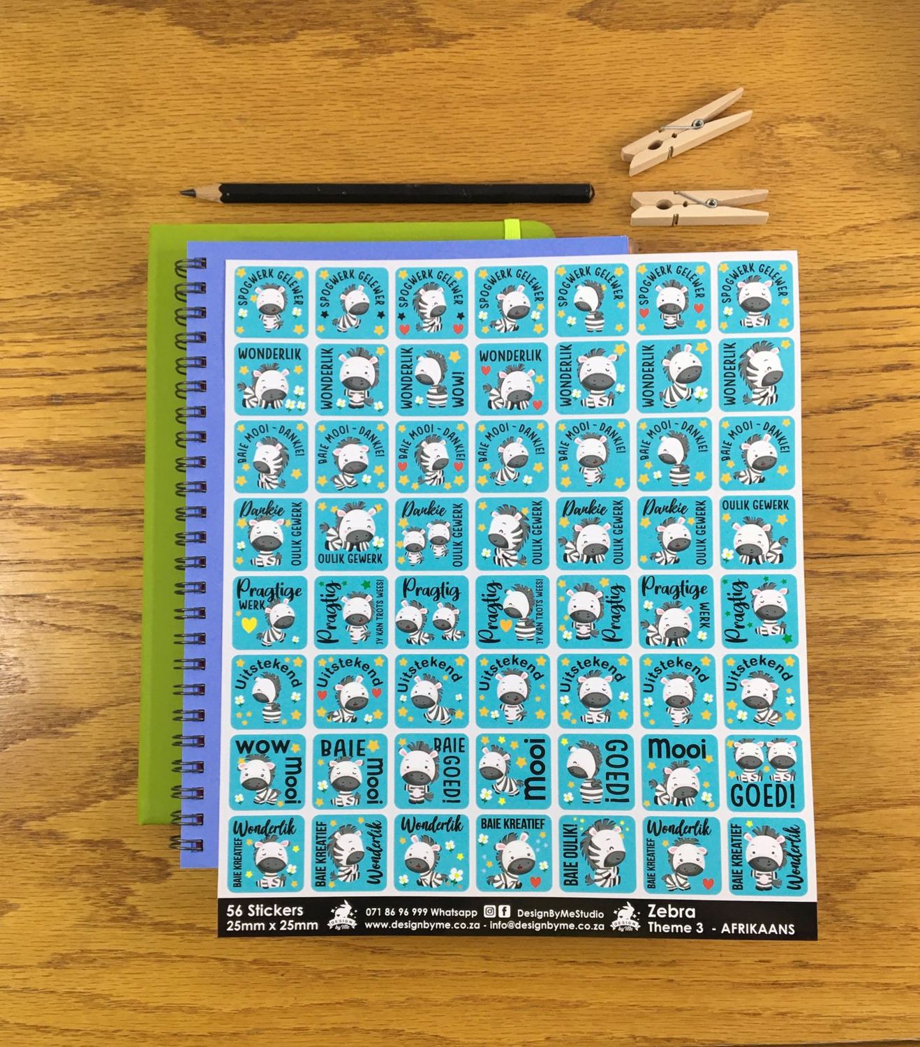 Zebra Theme 3 Reward Stickers - Afrikaans