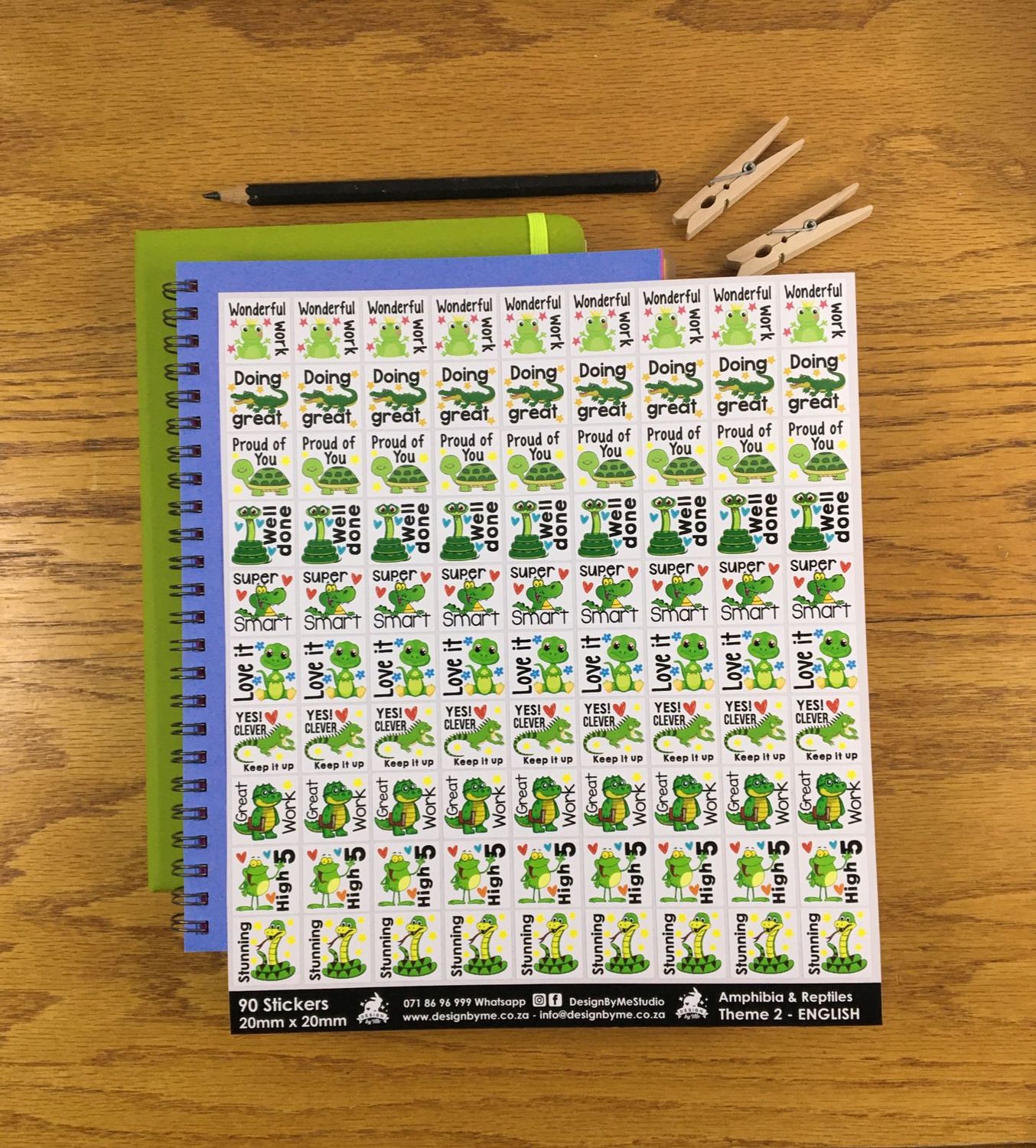 Amphibian and Reptiles Theme 2 Reward Stickers - English