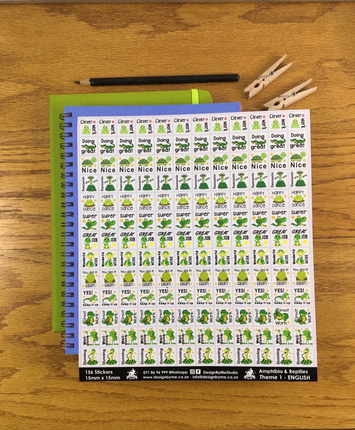 Amphibian and Reptiles Theme 1 Reward Stickers - English