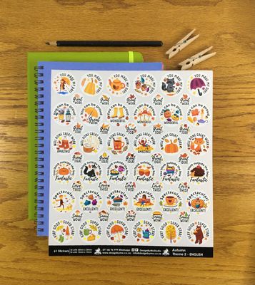 Autumn Theme 2 Reward Stickers - English Autumn Theme 2 Reward Stickers - English