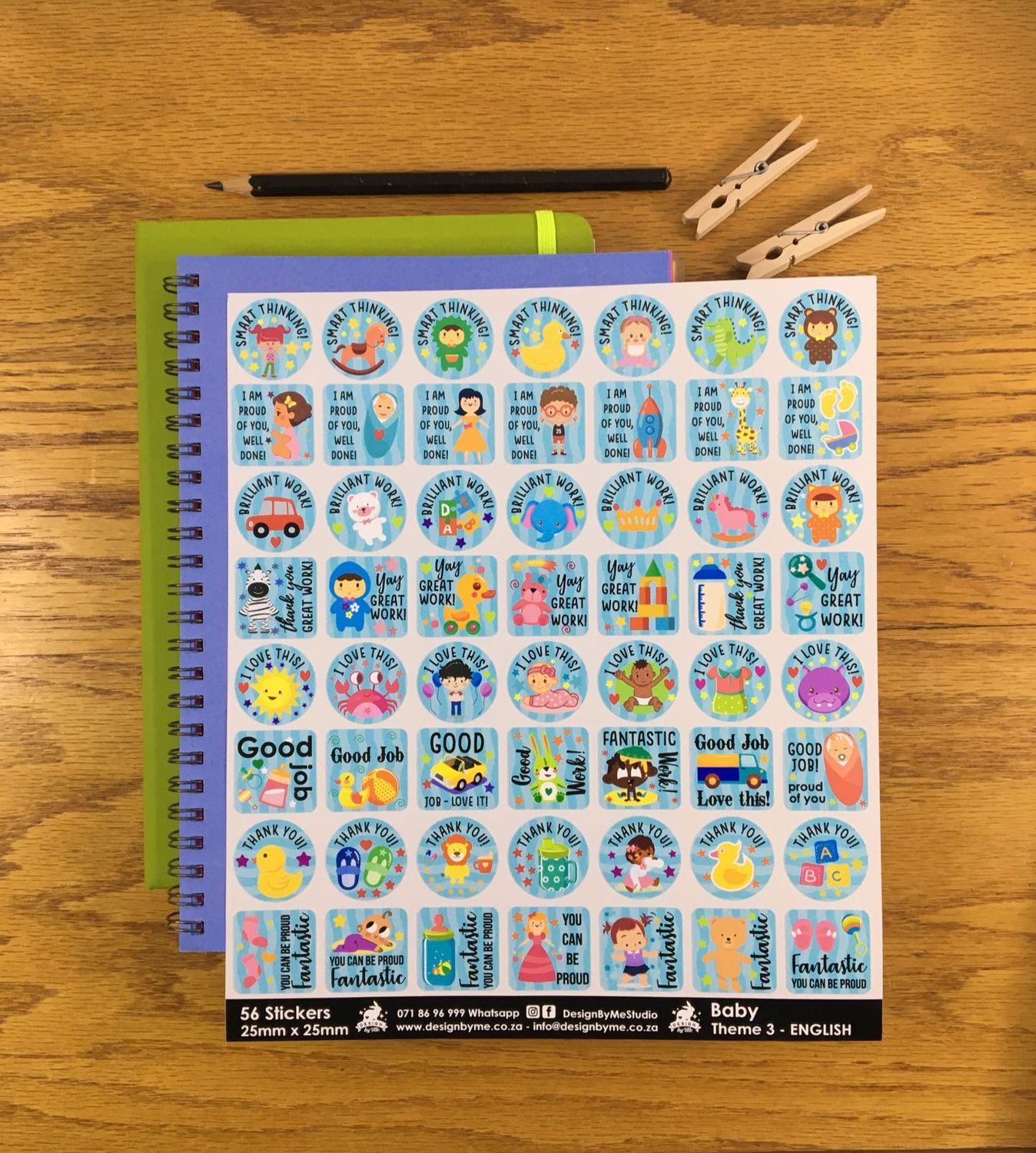 Baby Theme 3 Reward Stickers - English