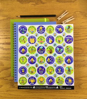 Bee Theme 5 Reward Stickers - English