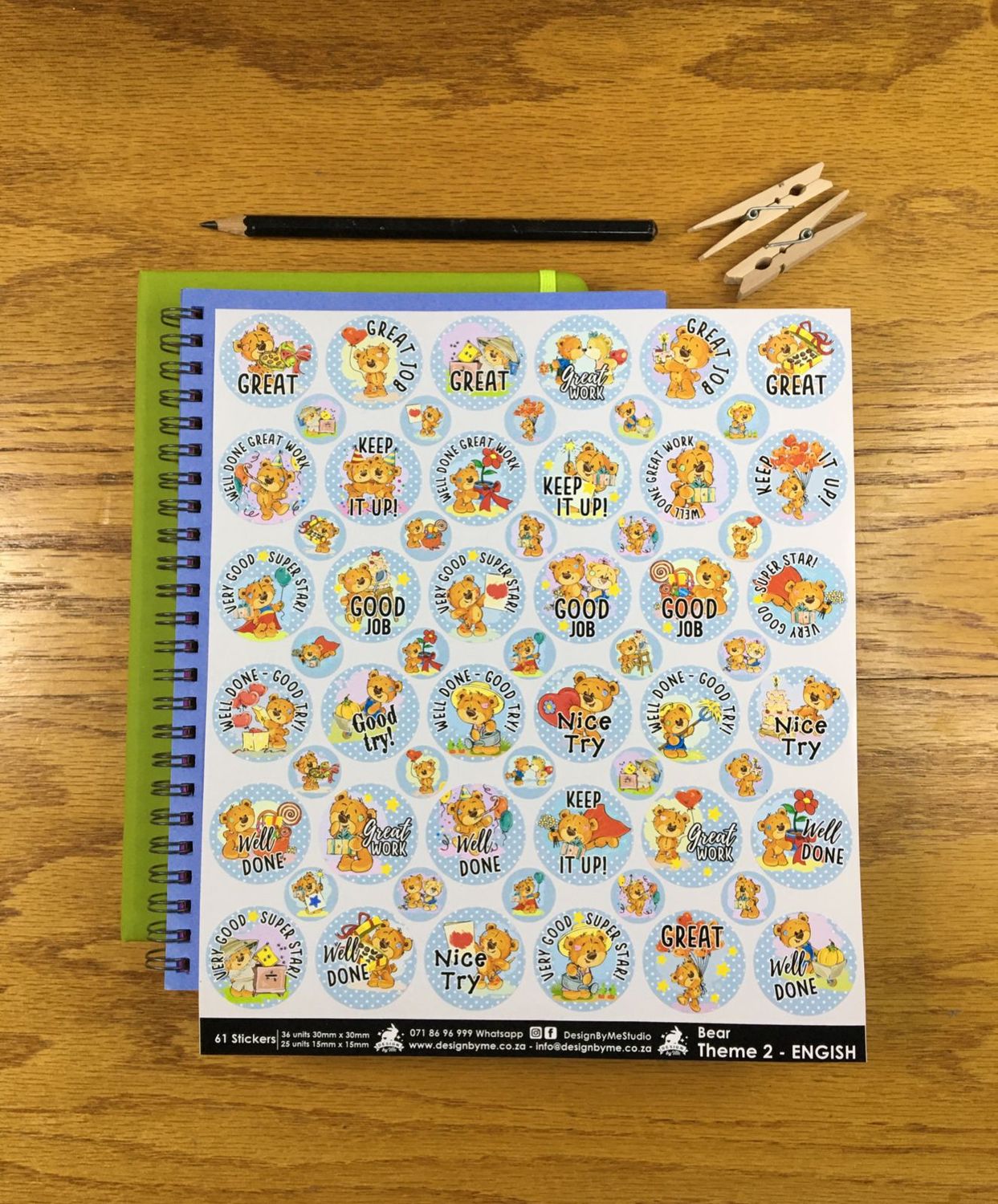 Bear Theme 2 Reward Stickers - English