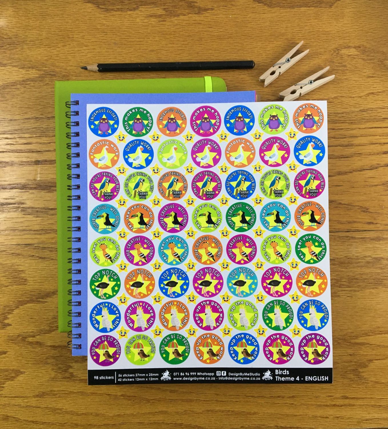 Birds Theme 4 Reward Stickers - English
