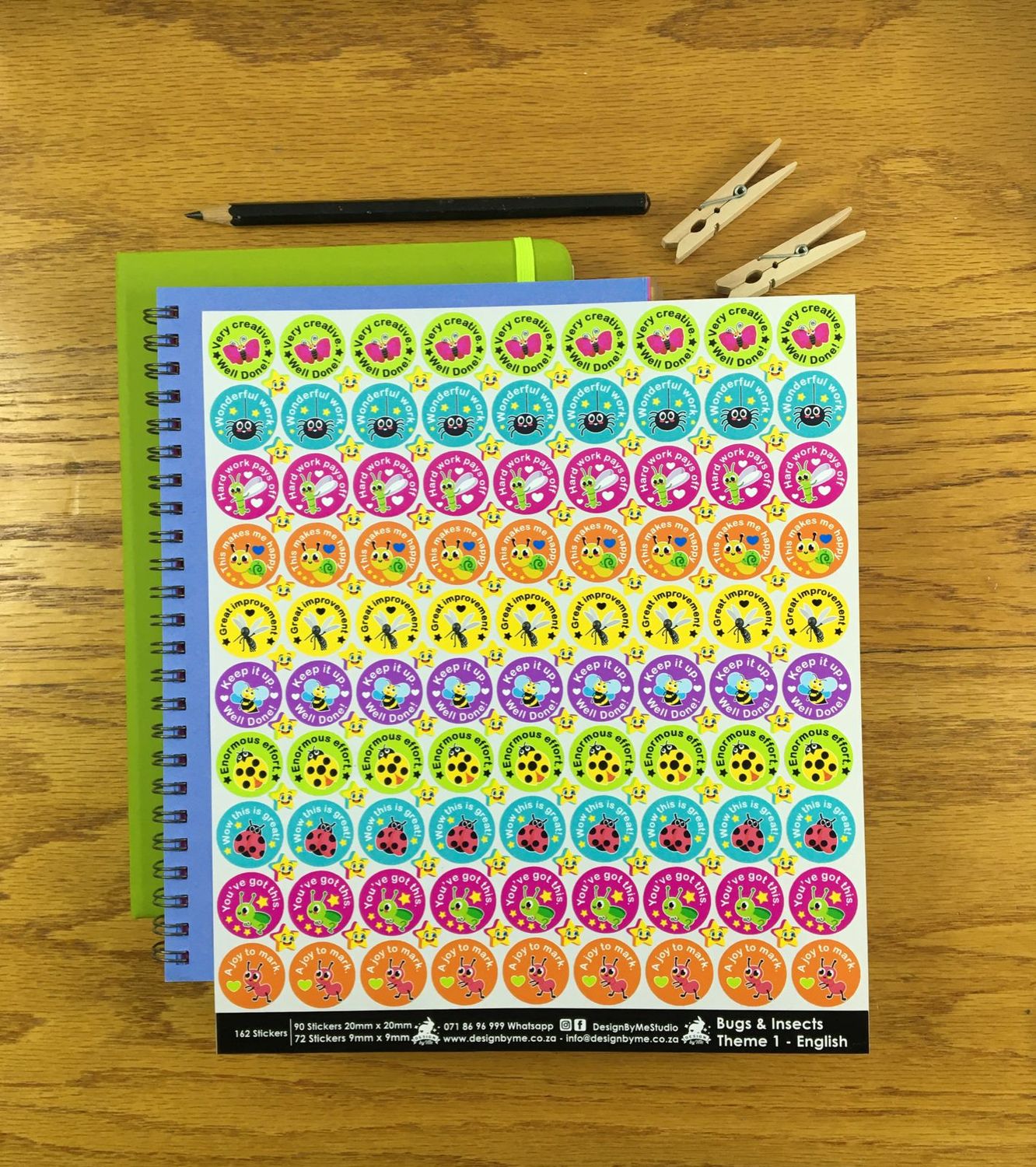 Bugs and Insects Theme 1 Reward Stickers - English