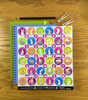 Bunnies Theme 2 Reward Stickers - English