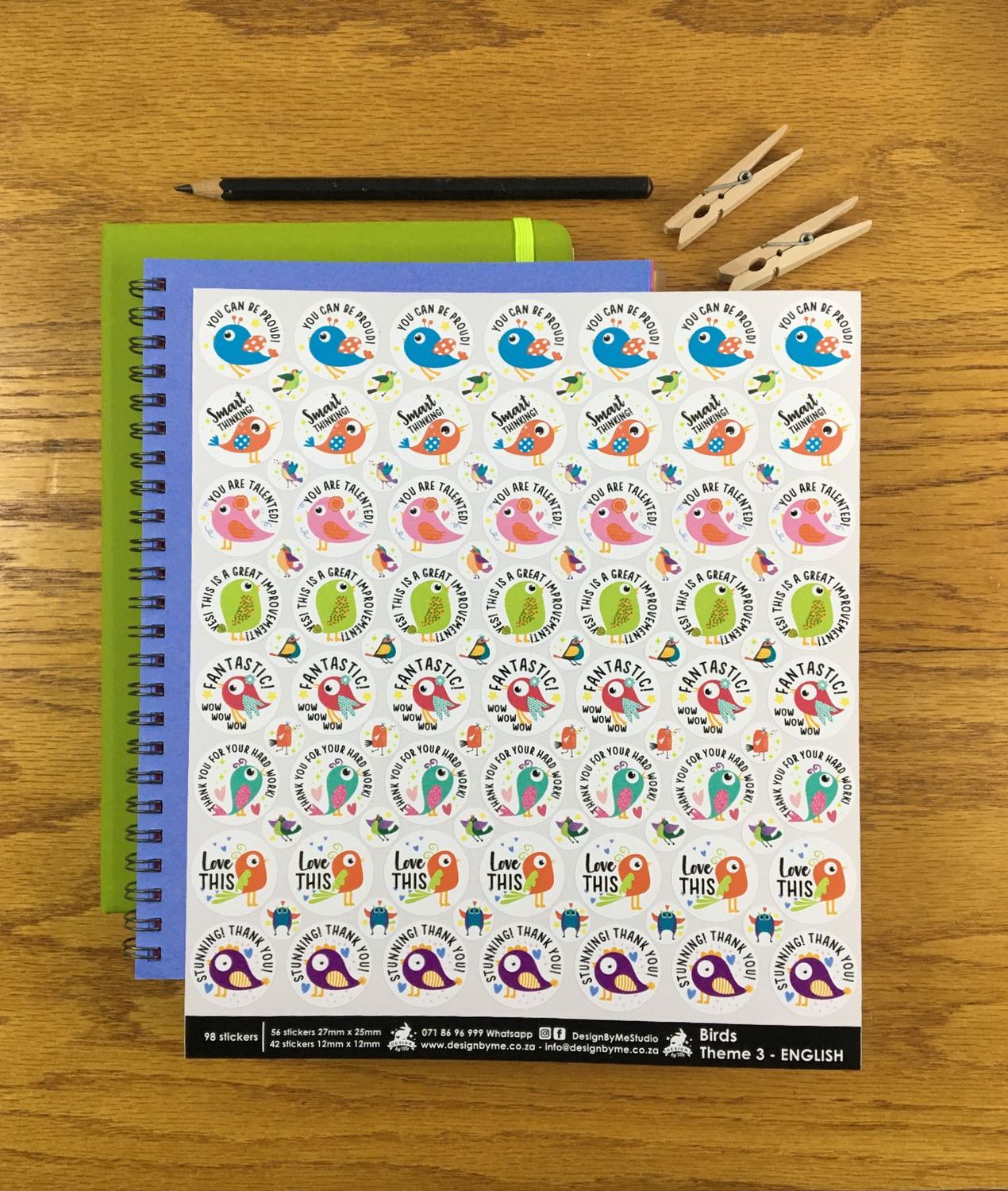 Birds Theme 3 Reward Stickers - English