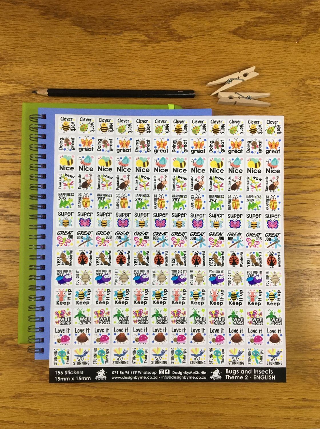 Bugs and Insects Theme 2 Reward Stickers - English