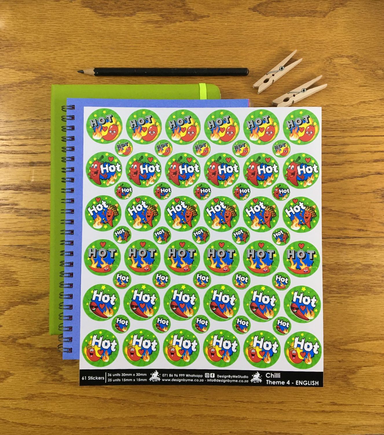 Chilli Theme 4 Reward Stickers - English