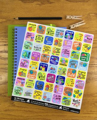 Crayon Theme 1 Reward Stickers - Afrikaans