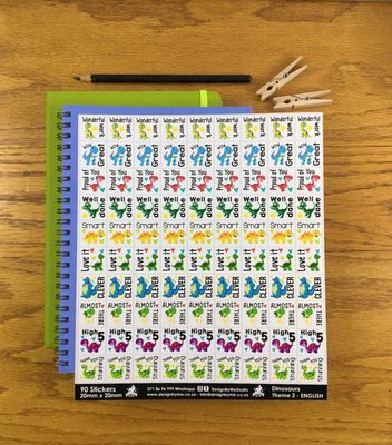 Dinosaurs Theme 2 Reward Stickers - English