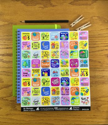 Crayon Theme 1 Reward Stickers - English