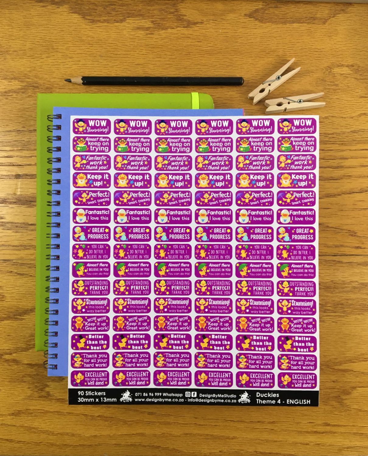 Duckies Theme 4 Reward Stickers - English